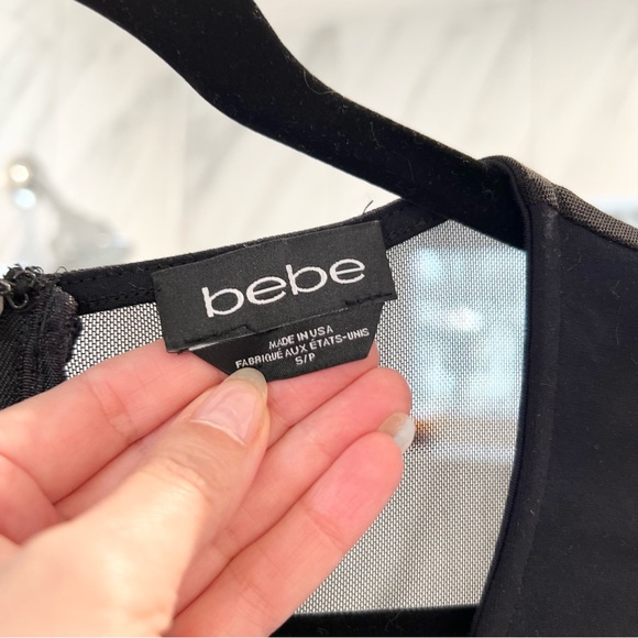 BEBE Silver + Gold Studded Mesh Bodycon Dress - Picture 9 of 13